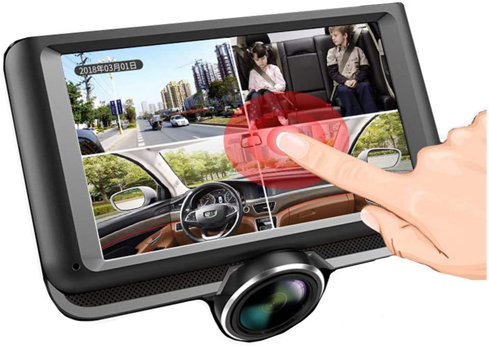 ドライブレコーダー24時間駐車監視 車載前後カメラ 同時録画　360度全方位録画　日本語操作　タッチ画面操作簡単　あおり運転防止