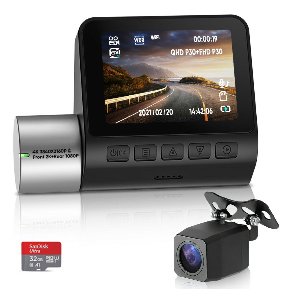 ドライブレコーダー 前後カメラ 360度回転 170°広角 WiFi Gセンサー 32GBカード付