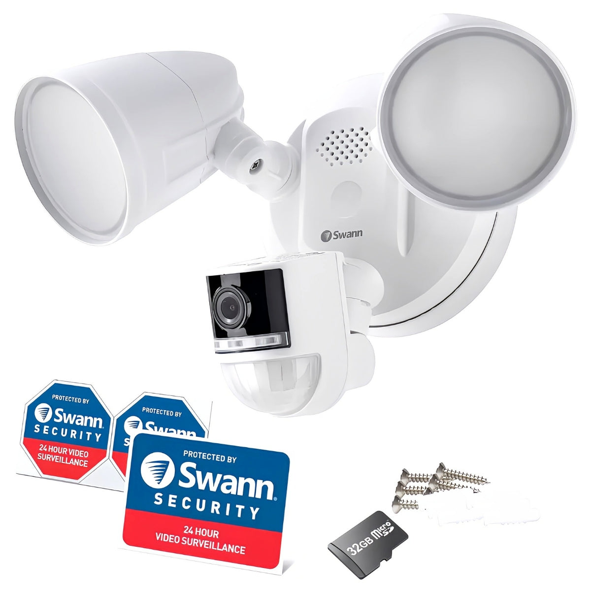 Swann（スワン）Wifi フロードライト セキュリティー カメラ SWIFI-4KFLOCAM-JP 56744 24時間365日 安心をお届け SWANN WIFI FLOODLIGHT SECURITY CAMERA CAM 56744 4K Ultra HD 画像 動画 高画質 記録 再生 マイク スピーカー 侵入者への警告 会話可 32GBマイクロSDカード付属