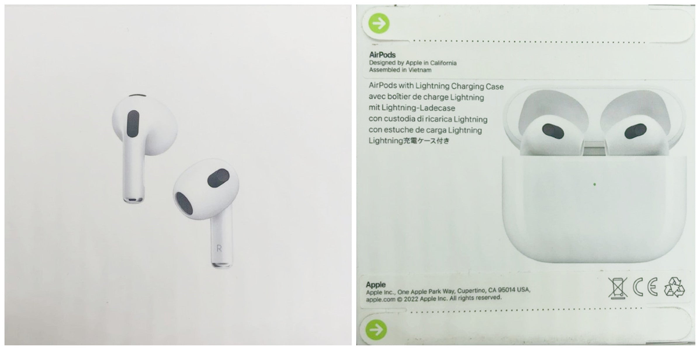 Apple AirPods（第3世代）充電Lightningケース付き MPNY3J/A ワイヤレス イヤホン