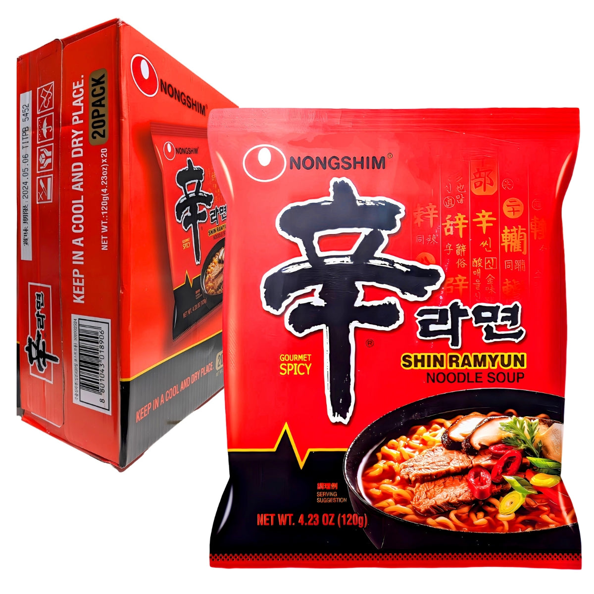 農心 辛ラーメン 120g×20袋入 即席中華麺 韓国産 NONGSHIM Shin Ramen Noodles 20 パック