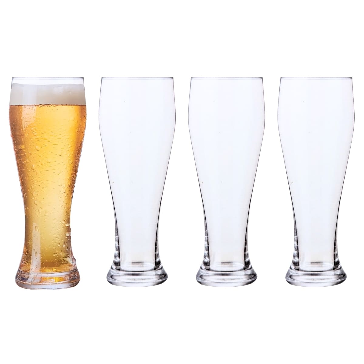 KING CRYSTAL(キングクリスタル) ピルスナー ビアーグラスセット 4個パック 冷たい飲み物用 容量:530ml サイズ:21.5×7.9cm 食器洗い機対応  無鉛 中国製 #58492 レーザーカットされた縁で滑らかな口当たり