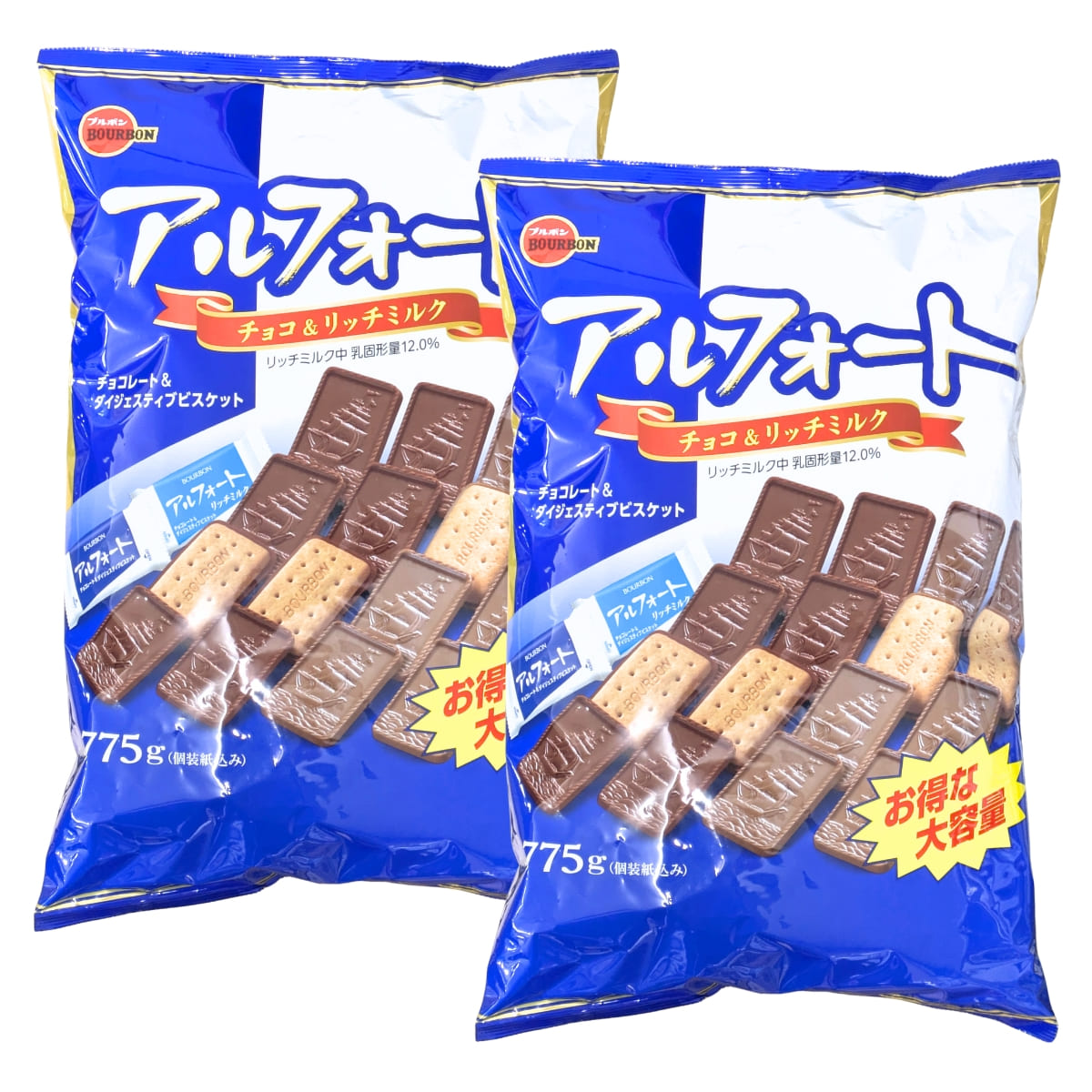 【売れ筋】お得な大容量 BOURBON ブルボン アルフォート 775g×2袋 (ミルクチョコレート、リッチミルクチョコレート) #583756 こどもの日, 母の日, イベントに