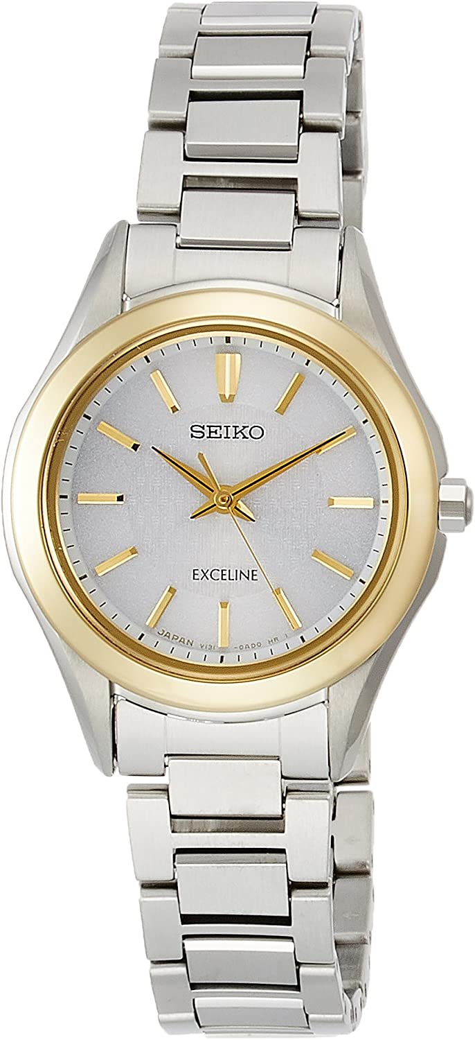 セイコー レディース腕時計 エクセリーヌ 薄型 ソーラーペアモデル SWCP008 キャリバー:V131 風防:サファイアクリスタル ケースとバンド:チタン 耐水圧 30 m バンド:シルバー 文字盤:ホワイト ケース幅27.5 mm