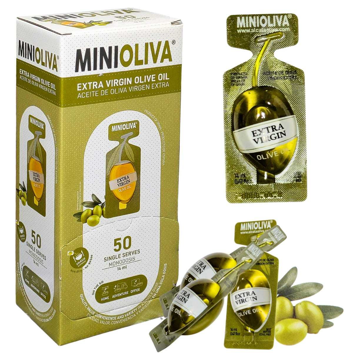 ミニオリバ エキストラバージン オリーブオイル スペイン産 12.8g × 50パック ALCALA MINIOLIVA EVOO 50P #62230 オイル 小分け ランチ サラダ油 代用 持ち運び 調味料 ギフトにも最適