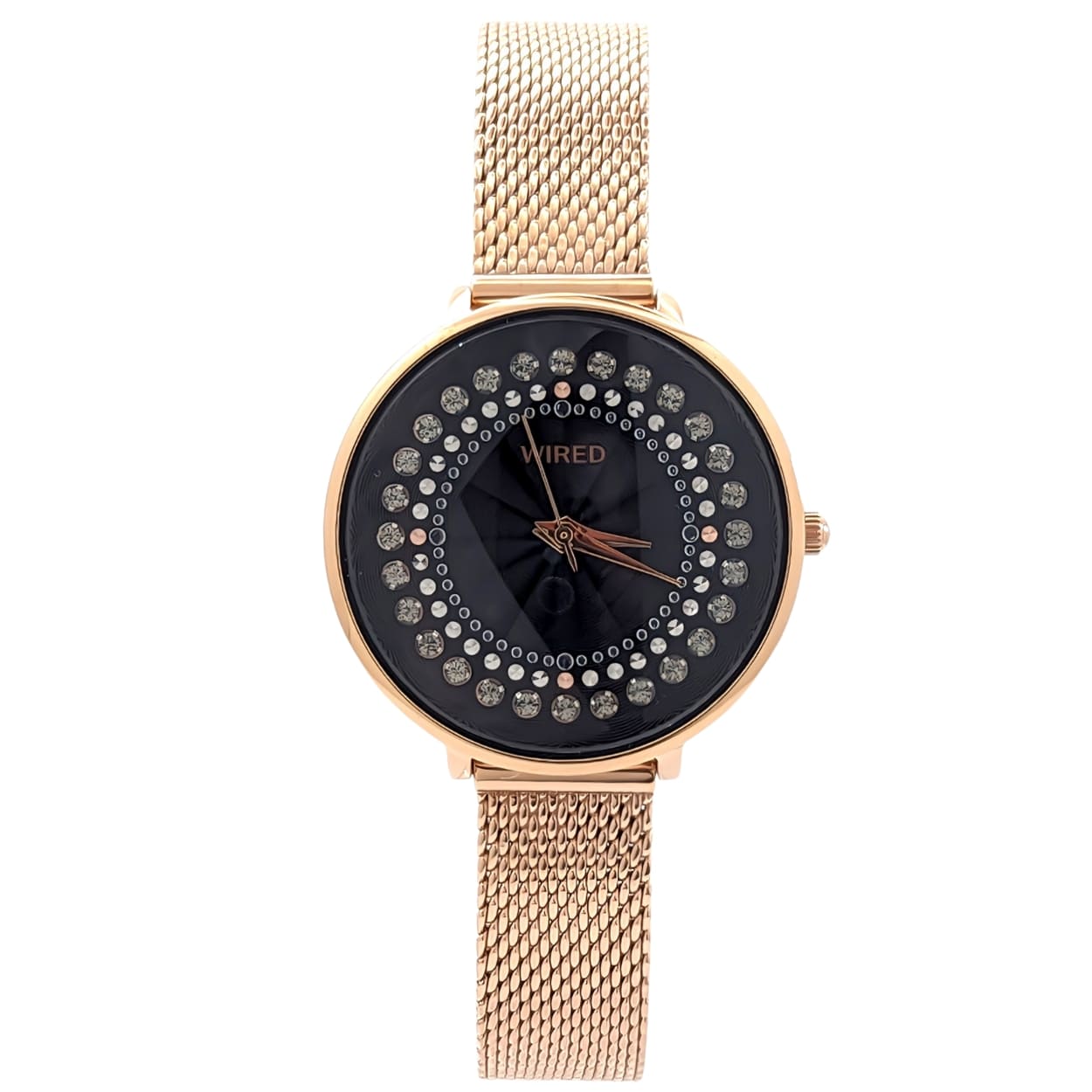 Seiko Watch ワイアード エフ WIRED f AGEK455 レディース腕時計 クォーツ 防水5BAR ブラック文字盤 ゴールドベルト スワロフスキー入りダイヤル 実用的 母の日 プレゼント