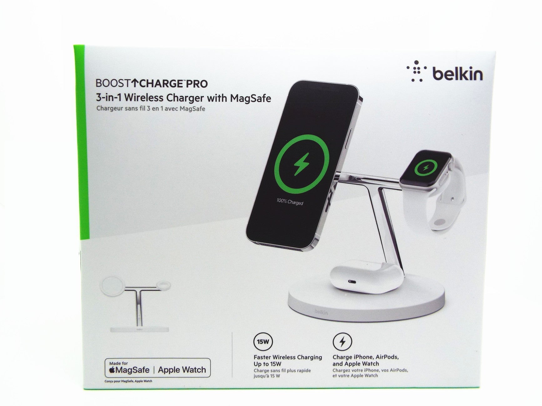 ベルキン Belkin 3 in 1 オシャレなデザイン 高速充電器 ワイヤレス 充電器 ホワイト